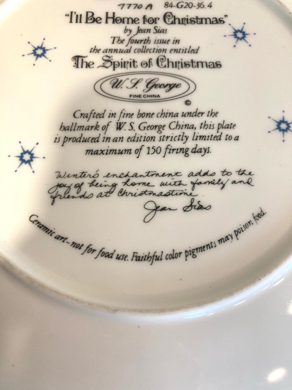 1991 “I’ll be Home for Christmas” WL George Decorative Plate - Picture 9 of 10